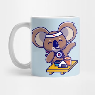 Cute Koala Eating Sushi Cartoon Mug